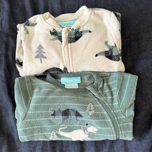 Kids Pajamas - Green and Cream Dinosaur Design